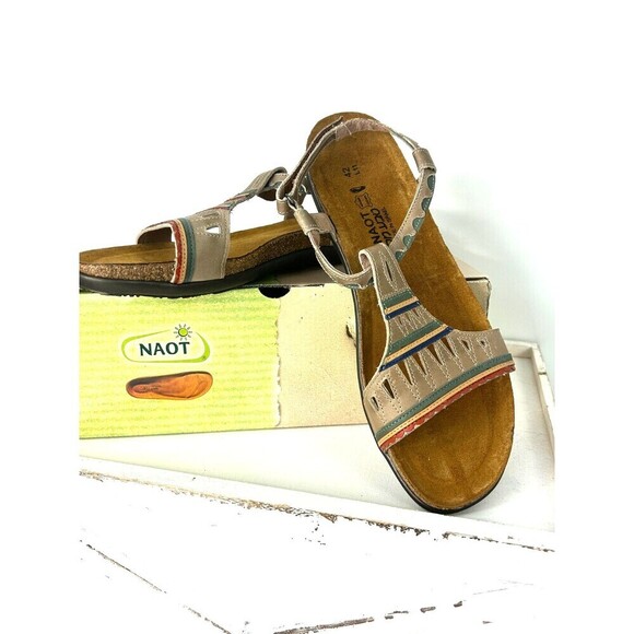 New Naot Khaki Gray Odelia Strappy Sandal Women US 11 Leather Slip On Shoes - Picture 2 of 11